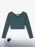 Blusa Crop Top Manga Larga Azul
