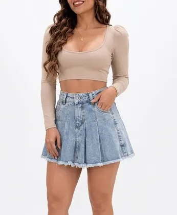 Blusa Crop Top Manga Larga — puesto