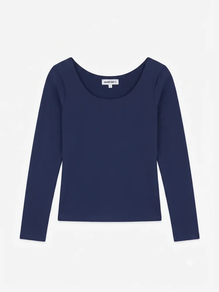 Blusa Top Manga Larga Azul