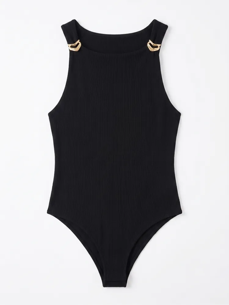 Body Sin Mangas Hebilla Negro
