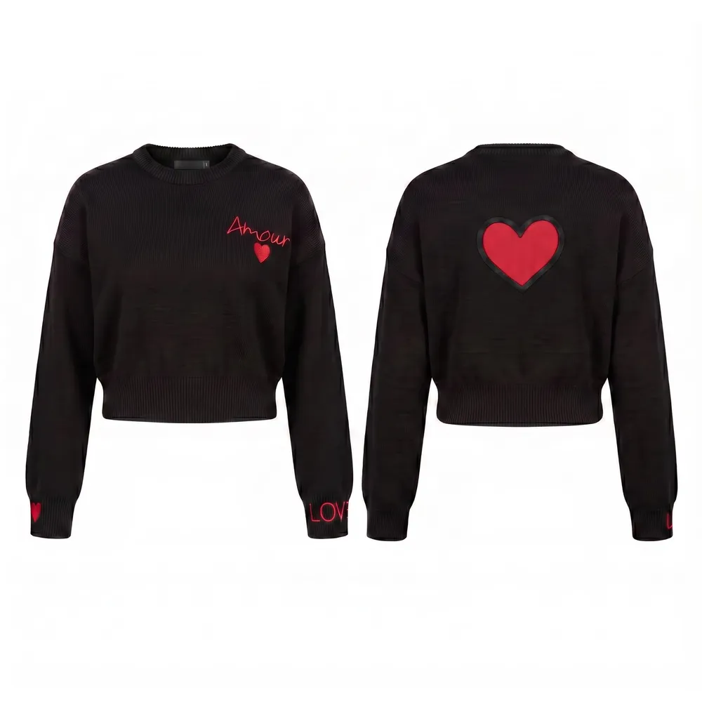 Buzo De Lana Corazon Negro Negro