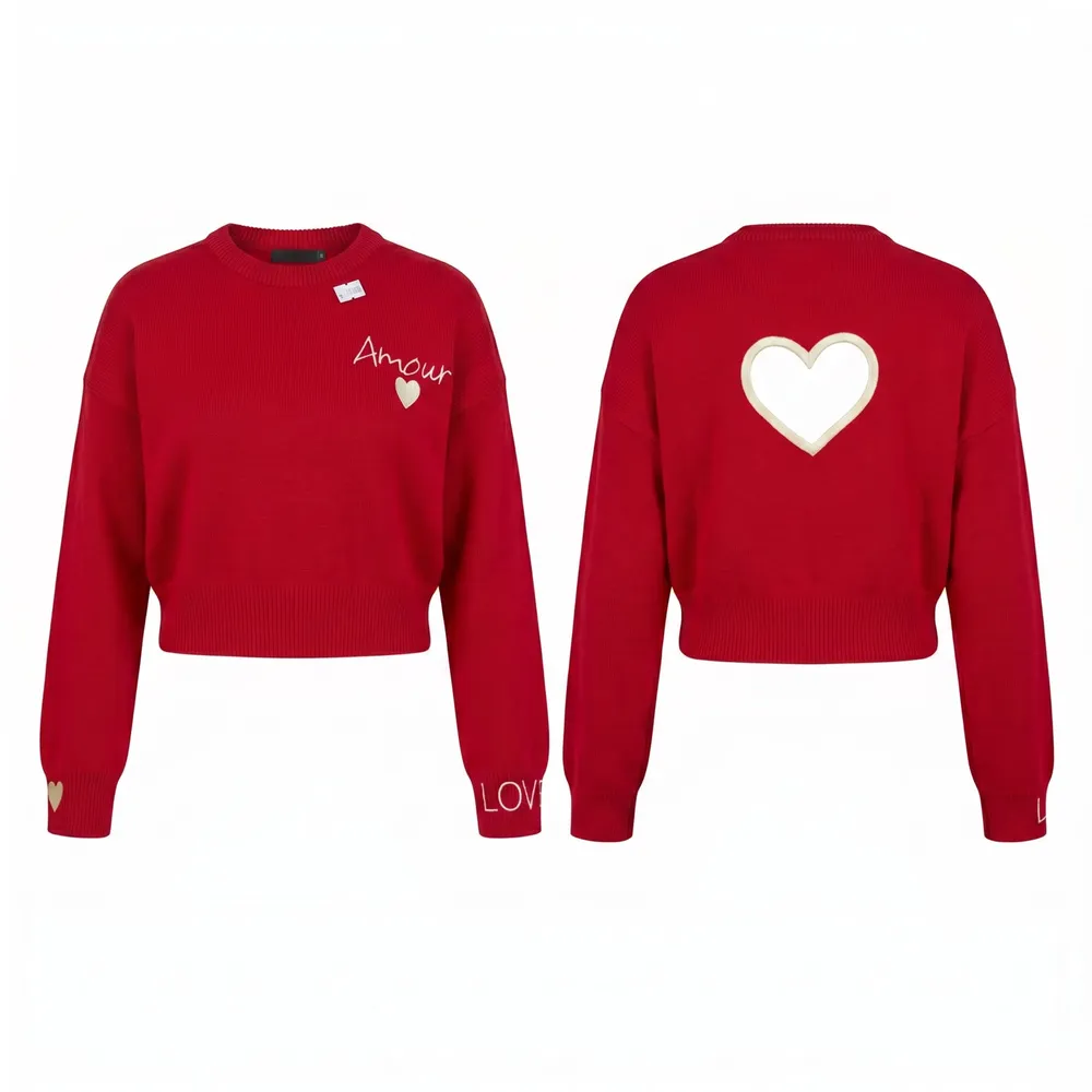 Buzo De Lana Corazon Rojo Rojo