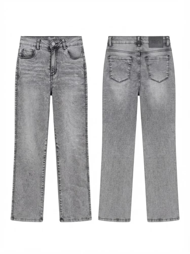 Pantalón Jean Bota Recta Gris Gris