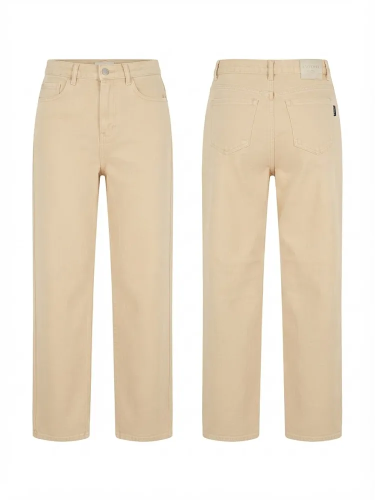 Pantalón Jean Ancho Beige Oversize Beige