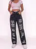 Pantalón Jean Oscuro Rotos Oversize — puesto