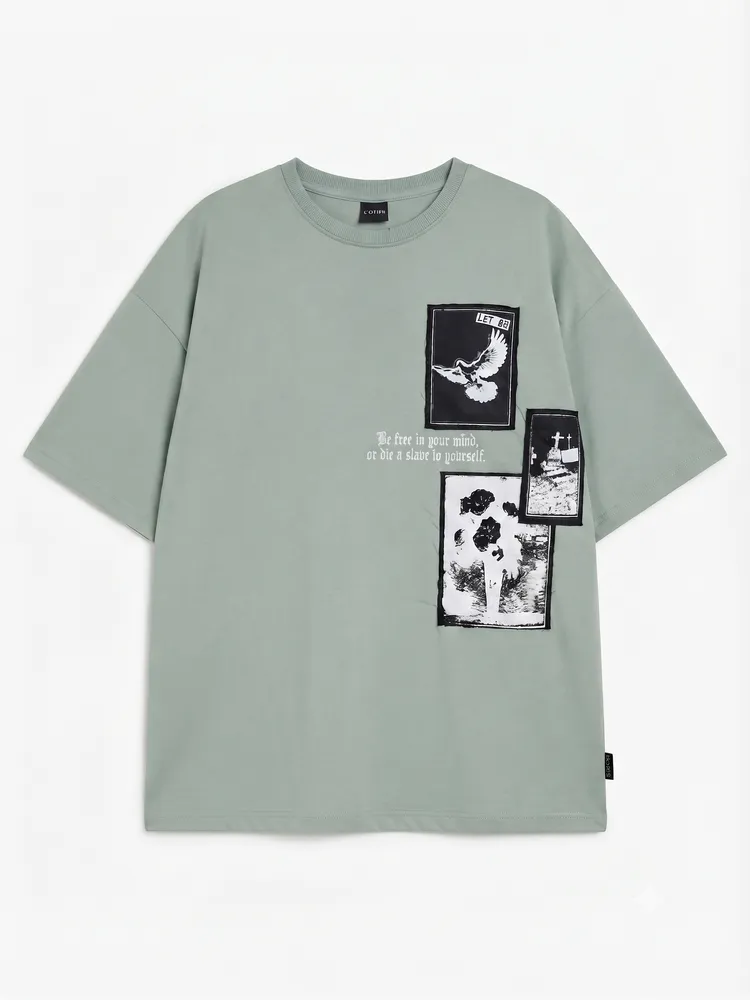 Camiseta Oversize KotiK Parches Azul