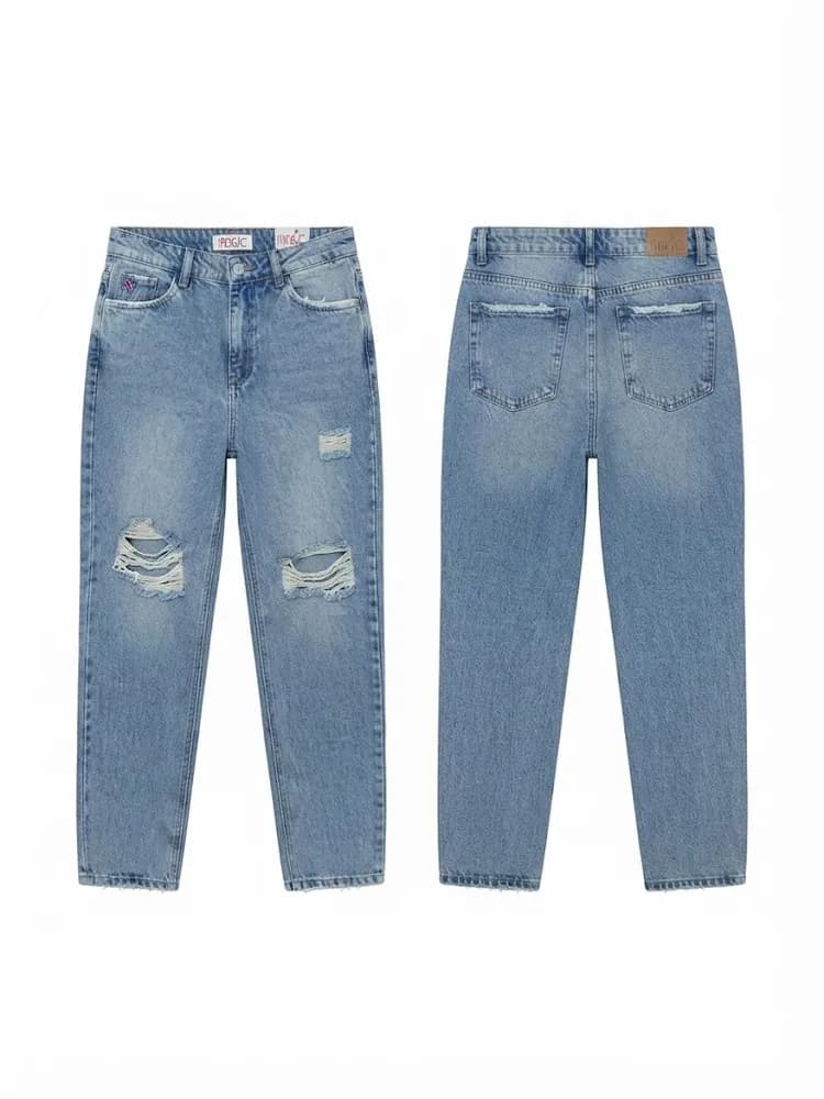 Pantalón Jean Clarito Rotos Oversize Único